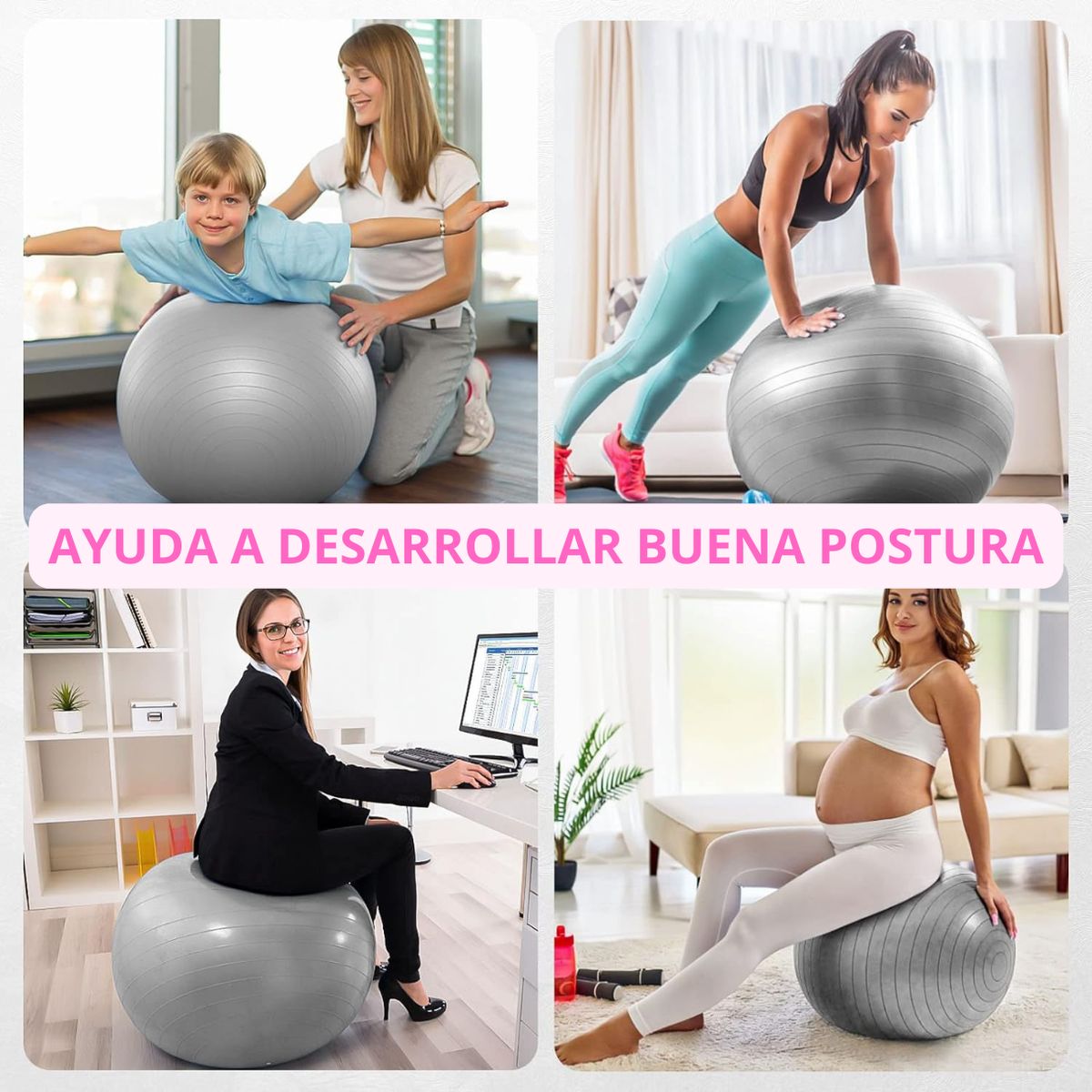 GENERICO - Pelota yoga fitness pilates 75 cm colores variados