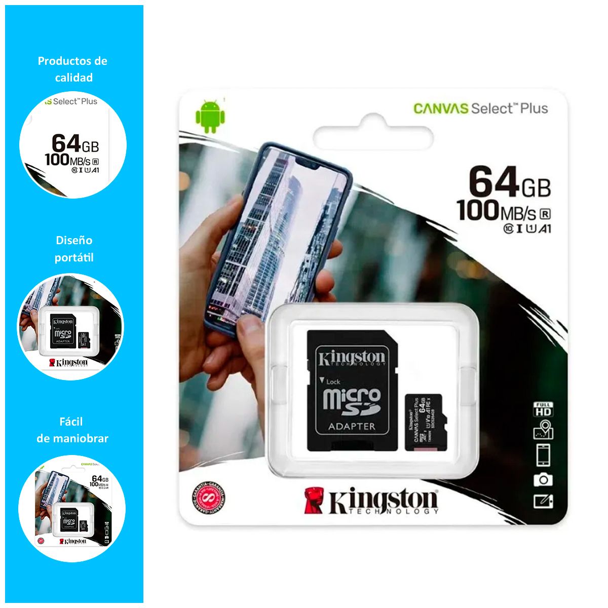 GENERICO - Memoria MicroSD Kingston 64 Gb Negro