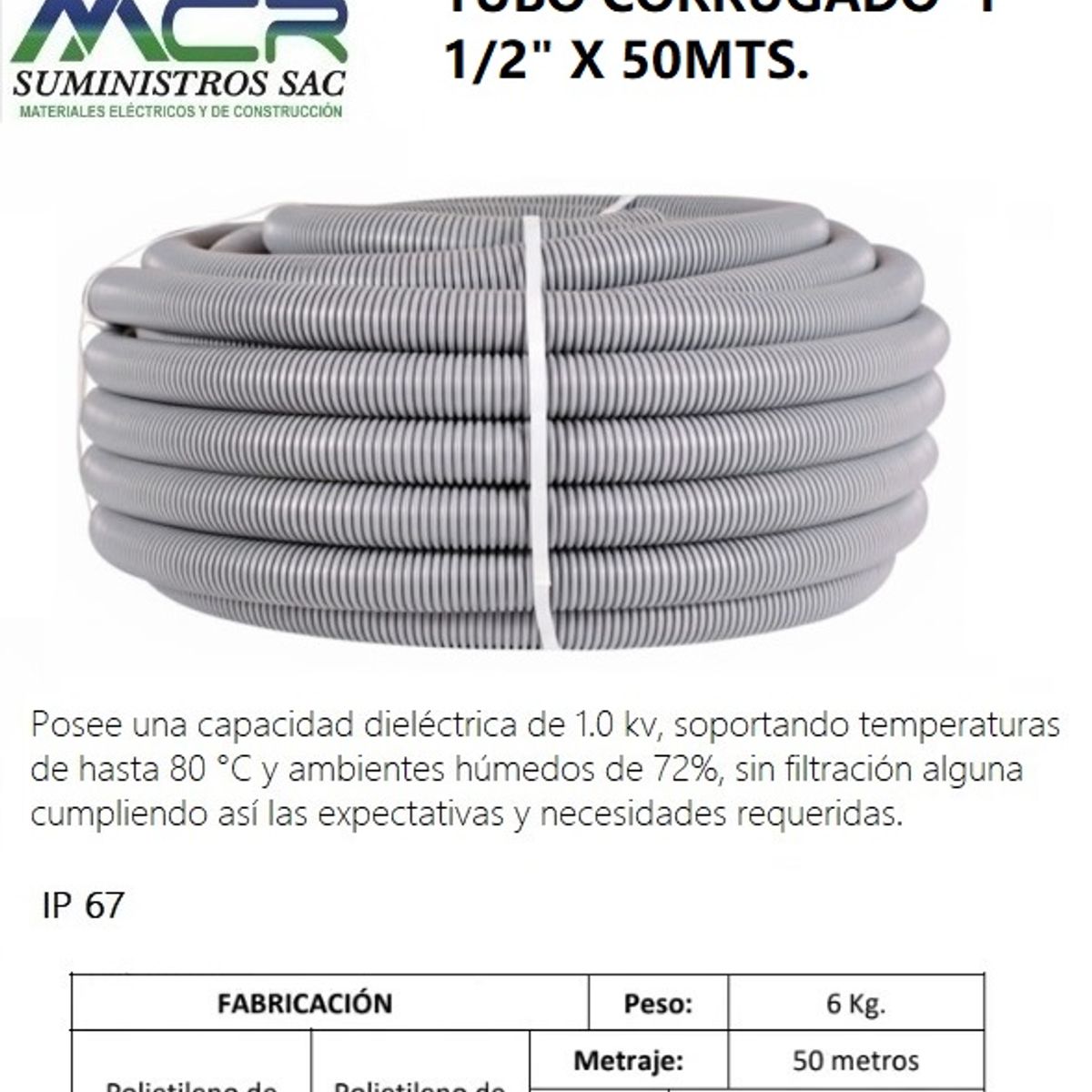 GENERICO - TUBO CORRUGADO 1  1/2" X 50MTS.