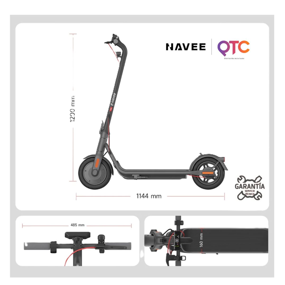 NAVEE - Scooter Eléctrico NAVEE V25 Plegable 25 km/h - Autonomía hasta 25 km - Motor 300W - Ruedas 10"