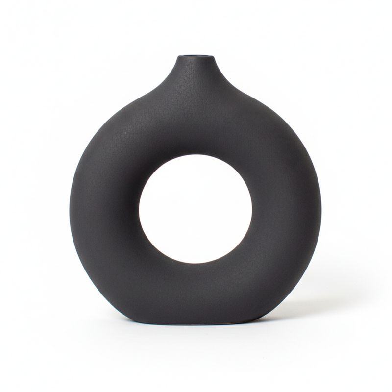 PANORAMA HOGAR - Florero Panadecor Circular Negro 23CM Porcelana