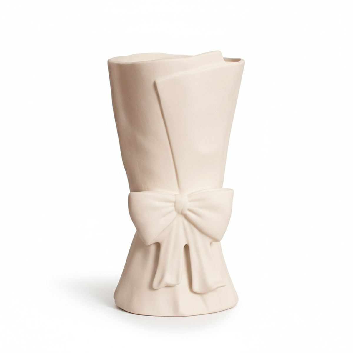 PANORAMA HOGAR - Florero Panadecor Crema con Lazo 24CM Porcelana