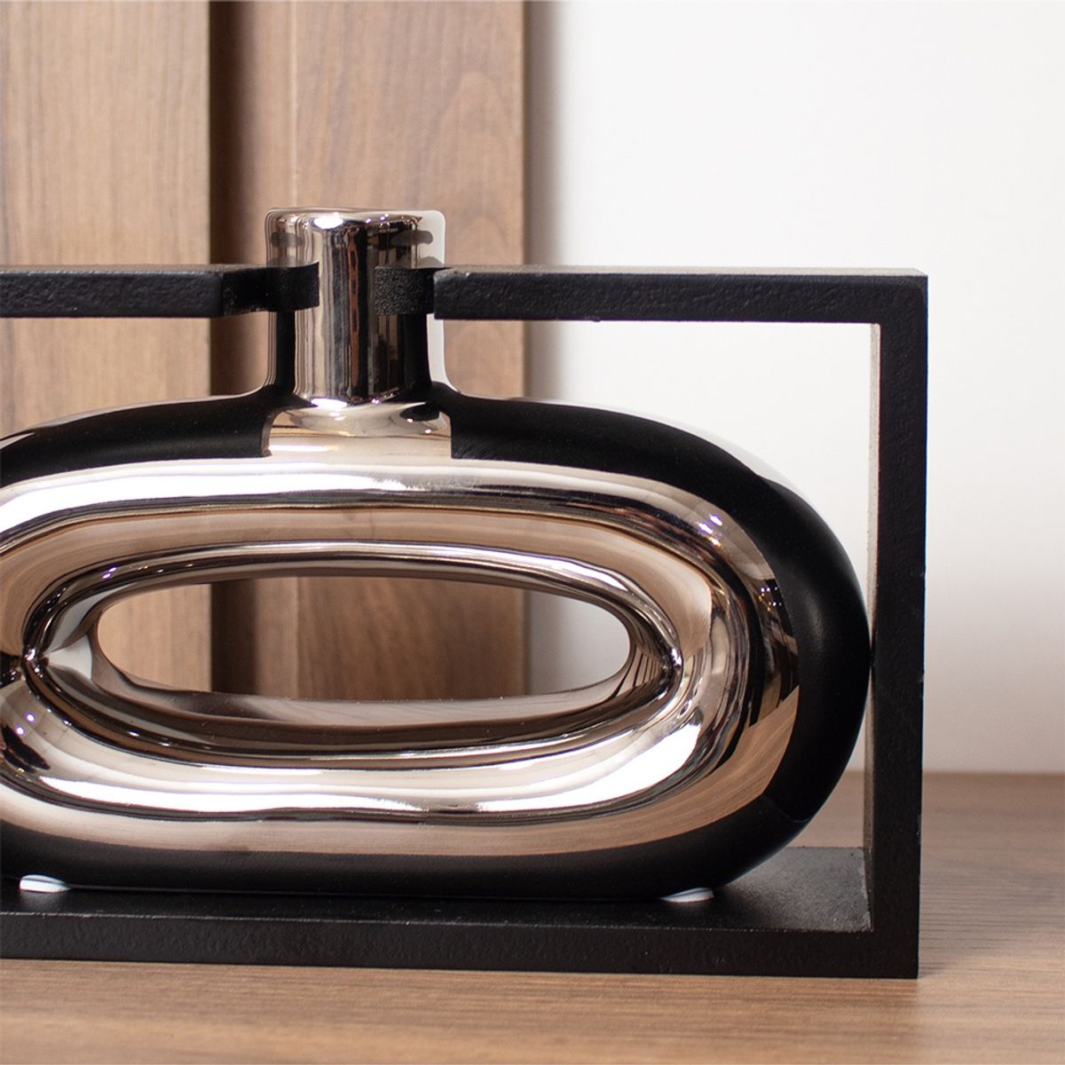 PANORAMA HOGAR - Florero Panadecor Marco Negro Horizontal 19CM Porcelana