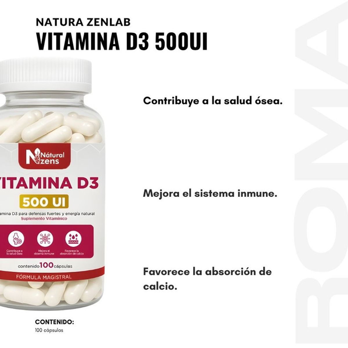 GENERICO - VITAMINA D3 500UI PLUS+ NATURAL ZENS