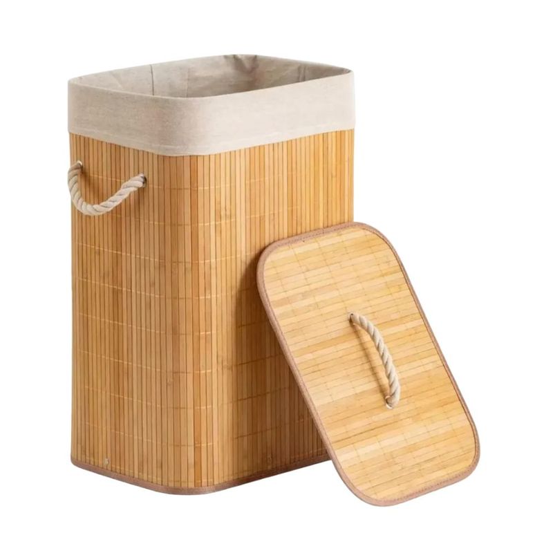 GENERICO - CESTA TACHO ROPA SUCIA ORGANIZADOR MULTIUSOS DE BAMBÚ