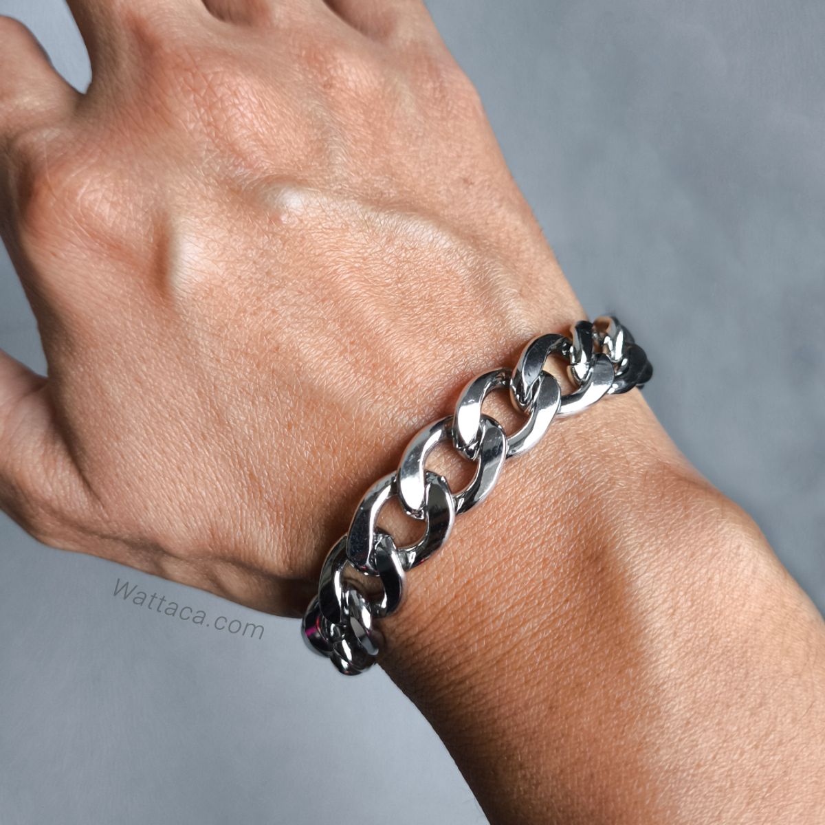 WATTACA - Pulsera Cubana Acero Inoxidable 11mm  Ajustable - Wattaca