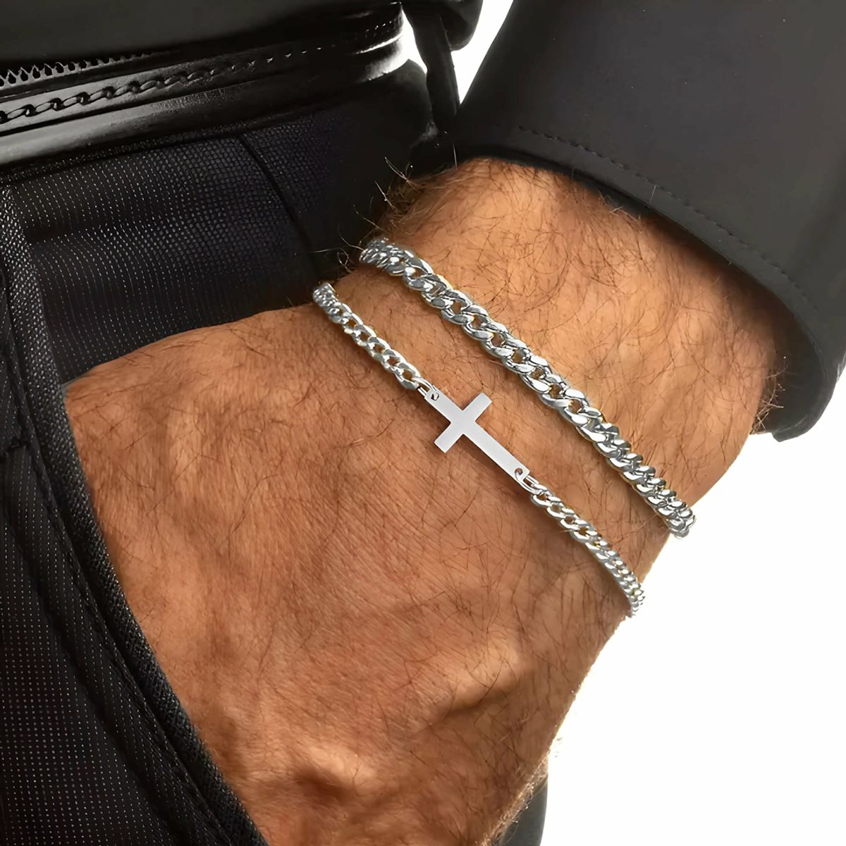 WATTACA - Pack Pulsera Cruz Acero Inoxidable - Ajustable - Wattaca