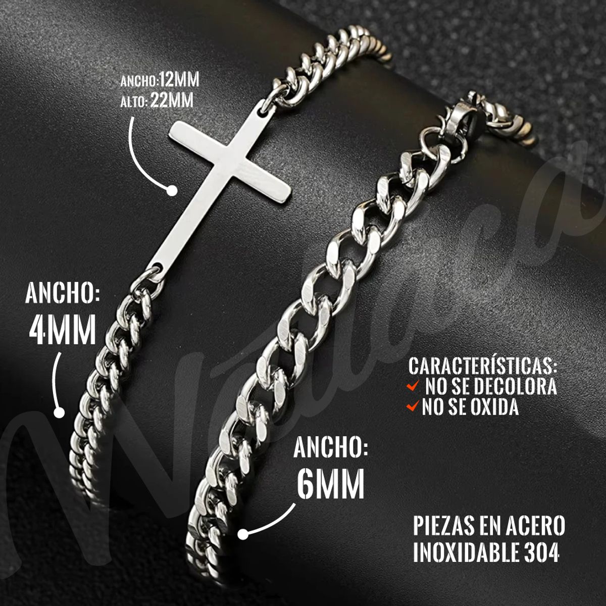 WATTACA - Pack Pulsera Cruz Acero Inoxidable - Ajustable - Wattaca