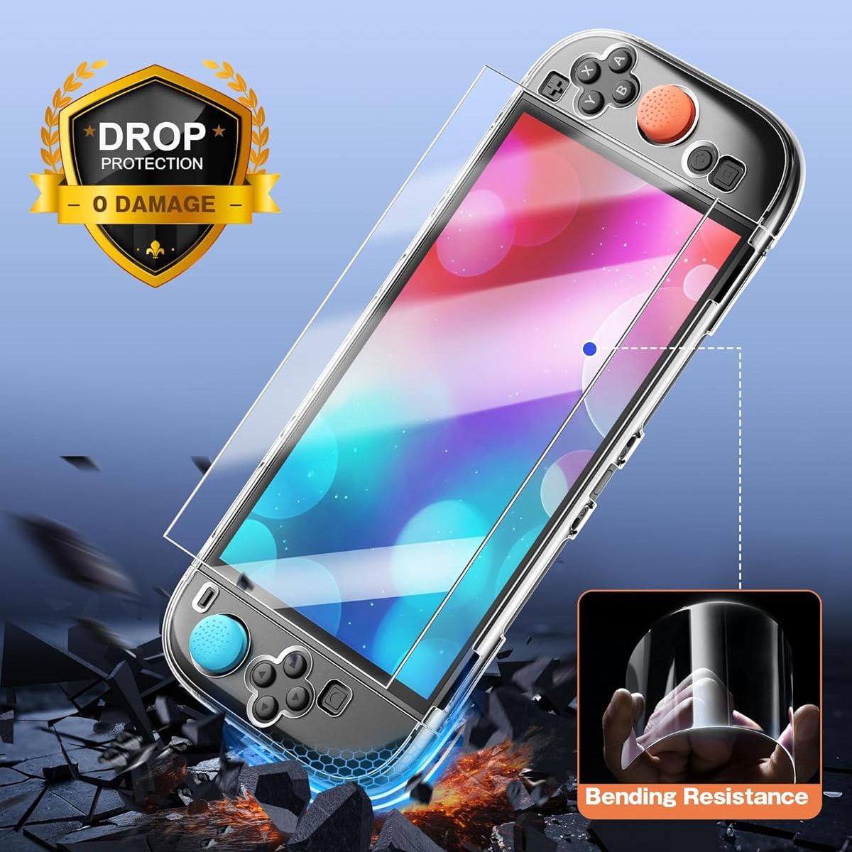 GENERICO - Mica + Estuche Funda Protectora  Nintendo Switch 2 Case Transparente