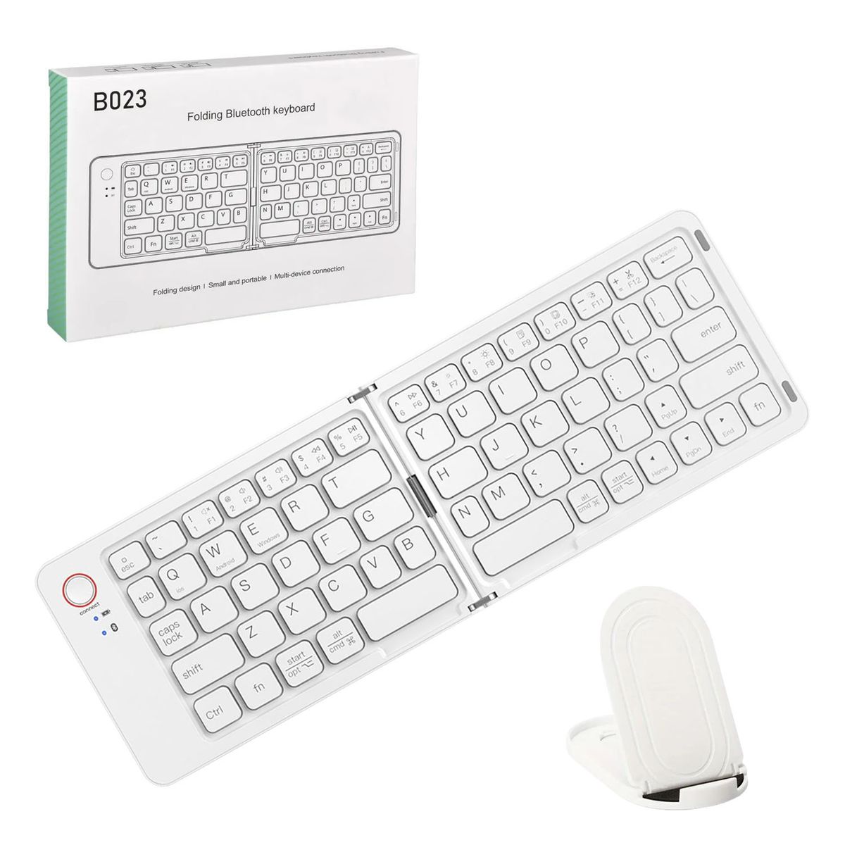 OEM - Kit teclado inalámbrico plegable B023 y soporte para celular - Blanco