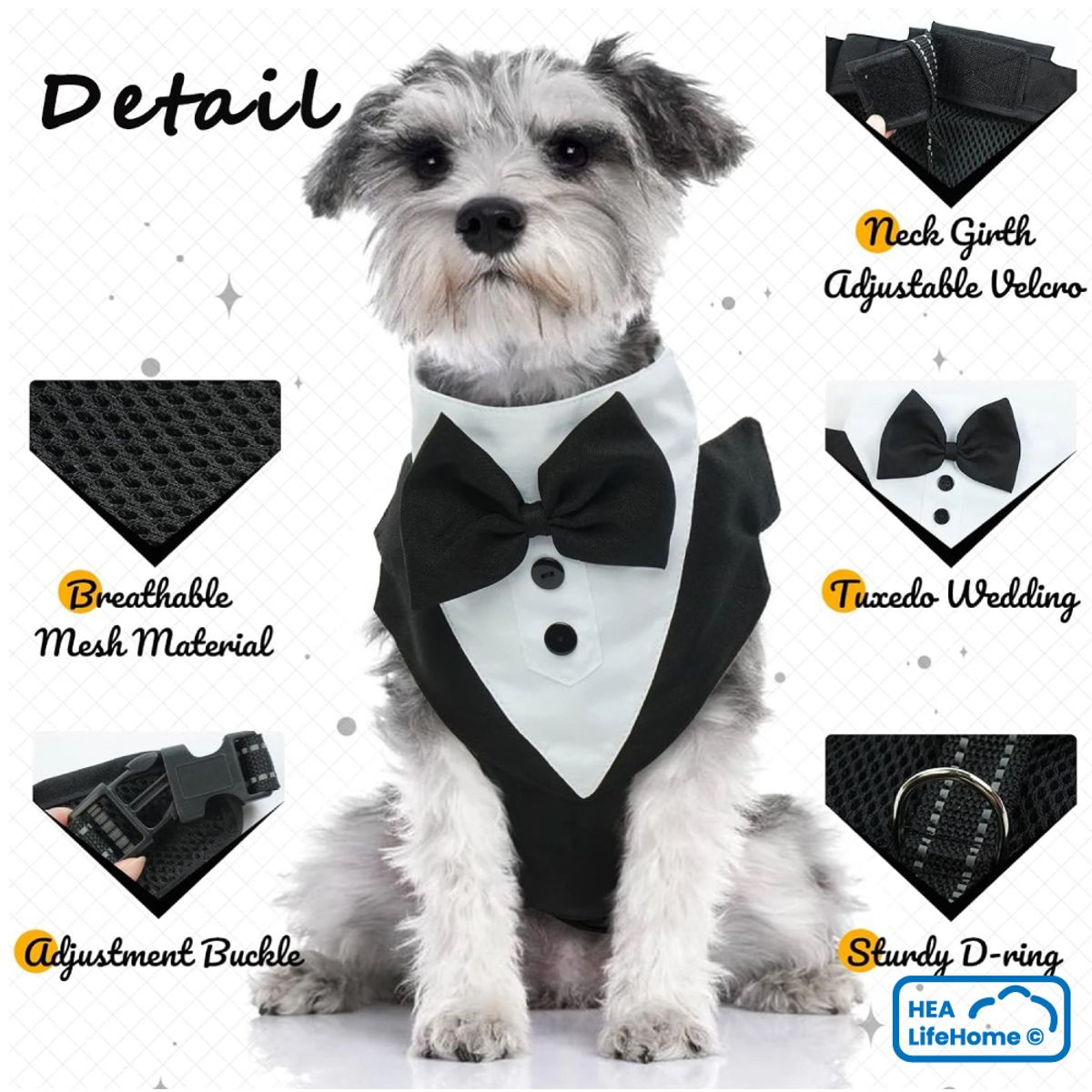 GENERICO - ARNÉS SMOKING PARA PERROS PARA BODAS Y EVENTOS - Talla S