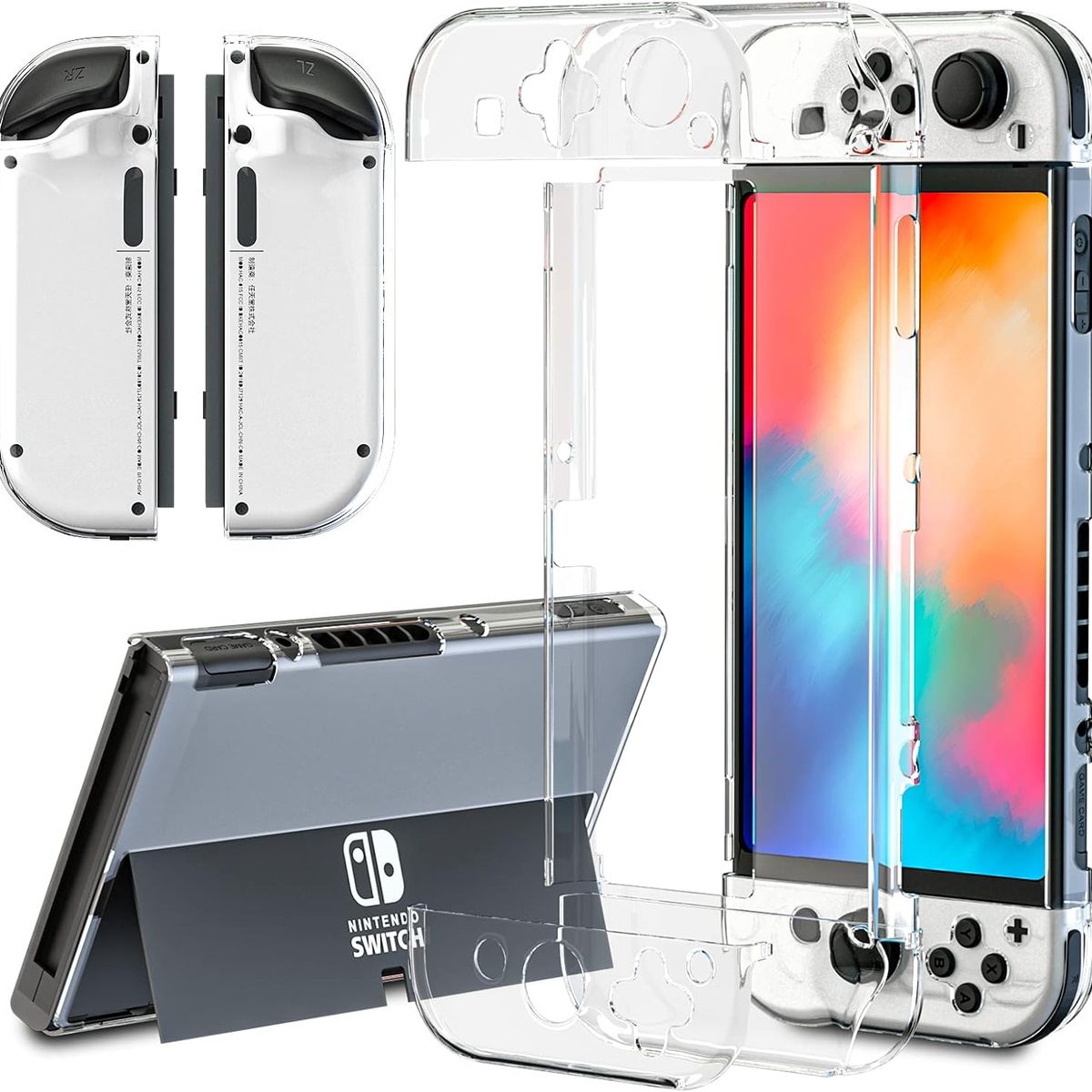 DOBE - Mica + Funda Case rígido Para Nintendo Switch oled  - Transparente