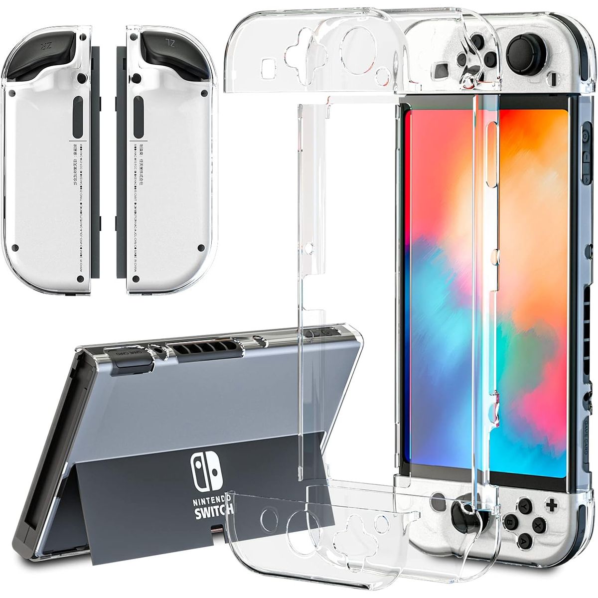 DOBE - Mica + Funda Case rígido Para Nintendo Switch oled  - Transparente