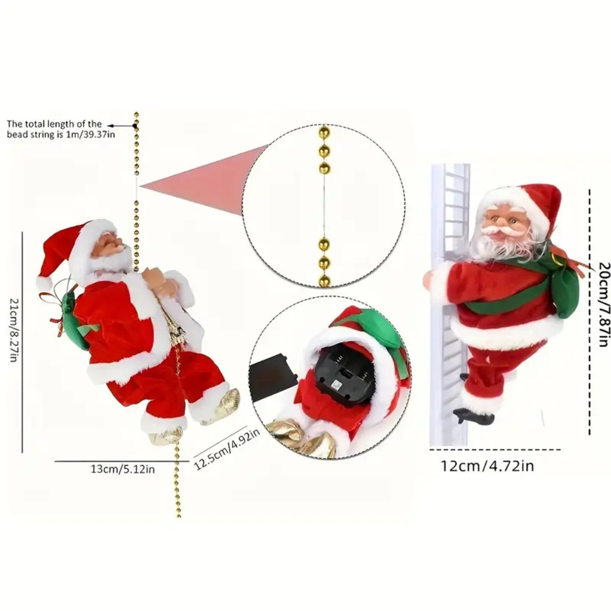 GENERICO - PAPA NOEL MUSICAL CON MOVIMIENTO ESCALADOR SOGA