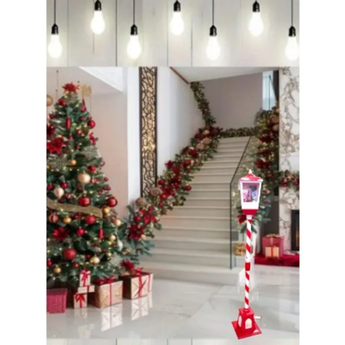 GENERICO - Farol Navideño MUSICAL CON EFECTO NIEVE 155CM