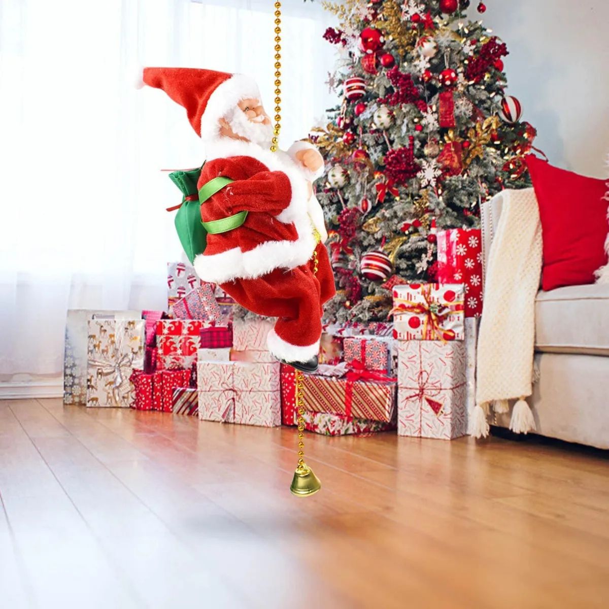 GENERICO - Papa Noel Santa Claus Trepador de Cuerda Musical con Movimiento