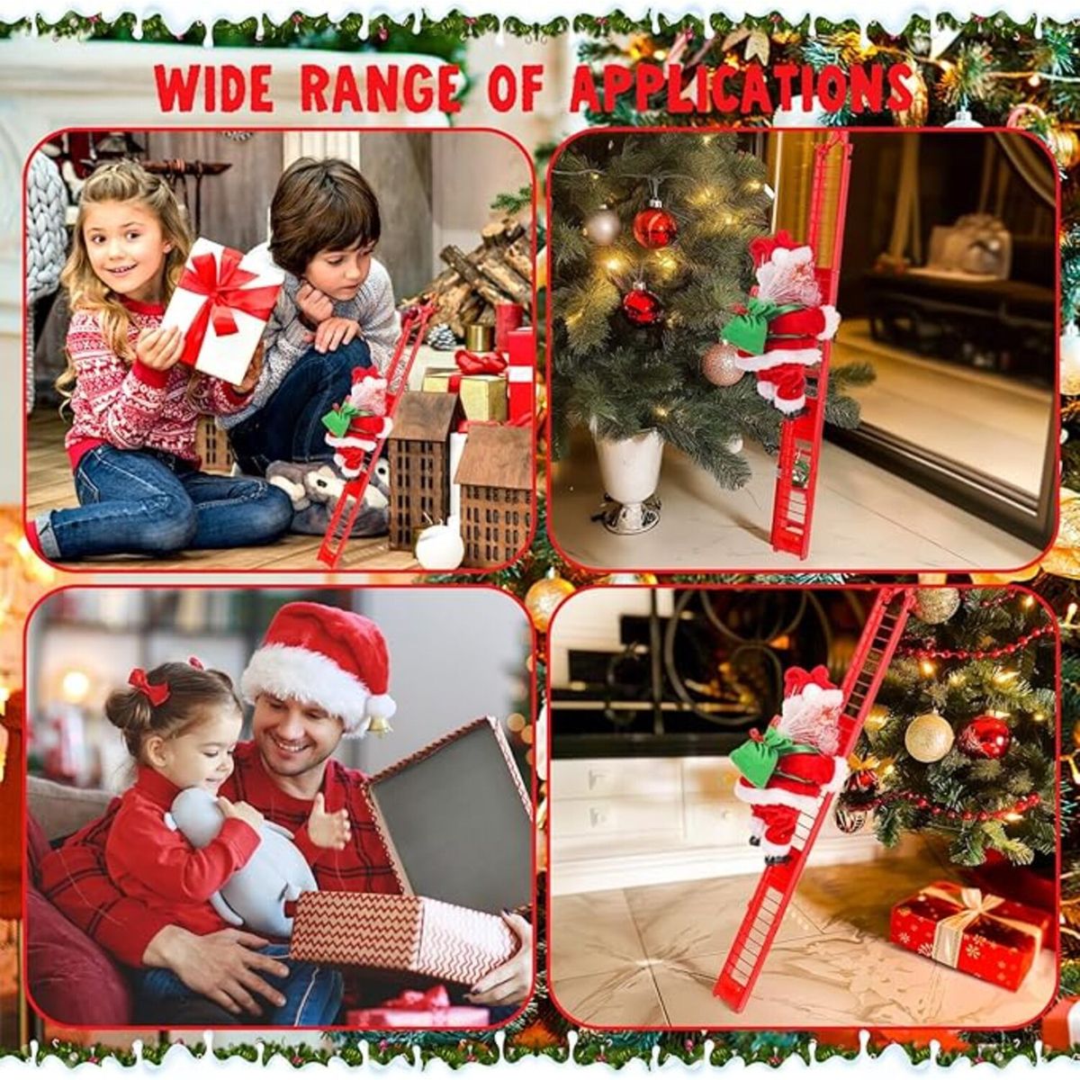 GENERICO - Papa Noel Santa Claus sube escalera con movimiento Musical