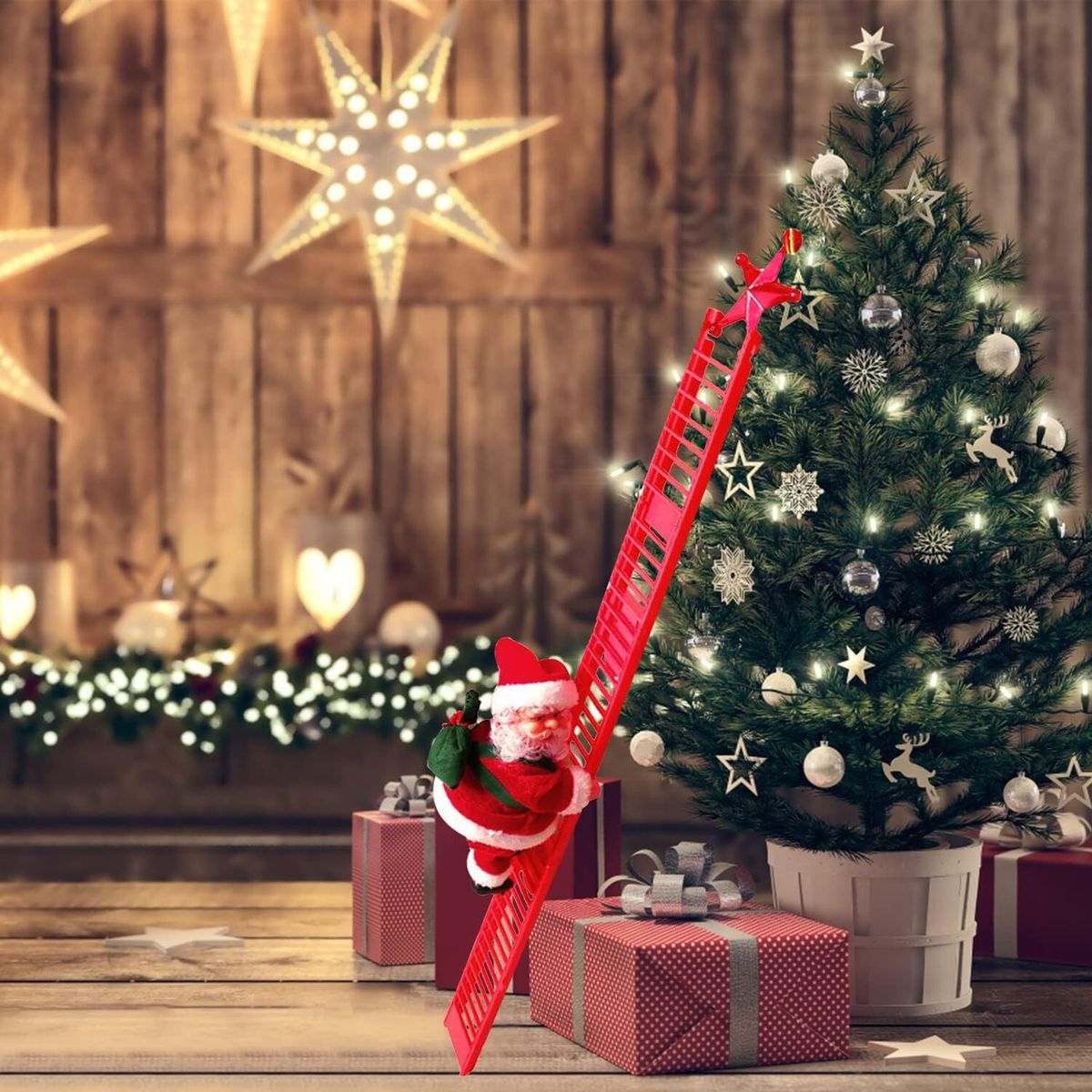 GENERICO - PAPA NOEL QUE SUBE Y BAJA ESCALERA MUSICAL CON MOVIMIENTO