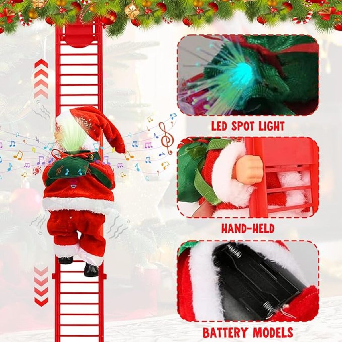 GENERICO - PAPA NOEL MUSICAL CON MOVIMIENTO SUBE ESCALERA