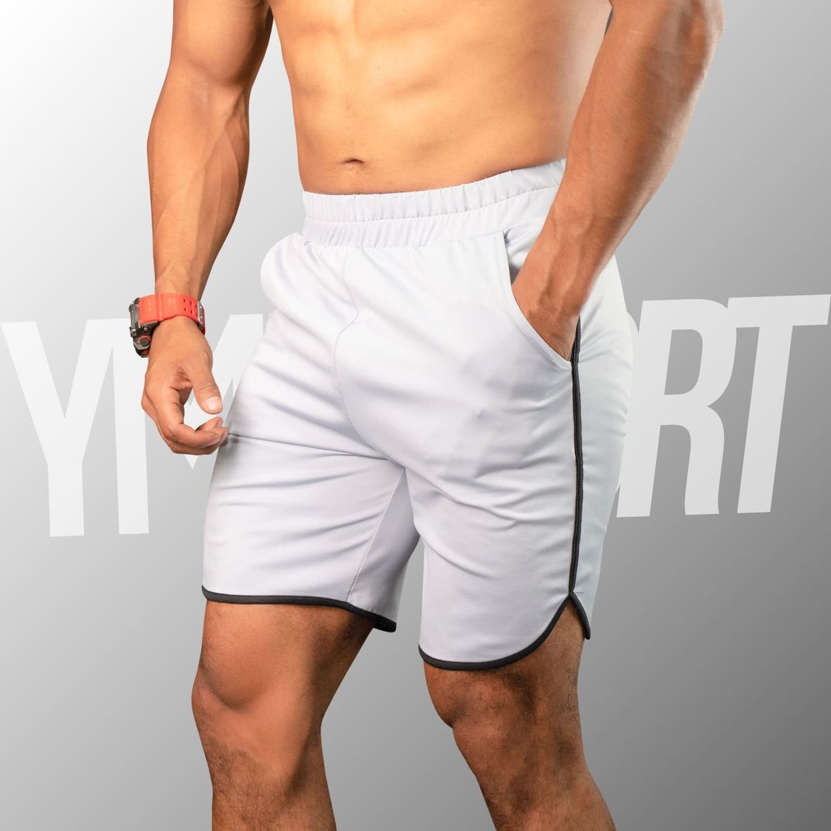 YML SPORT - Short Fitness Hombre - Entrenamiento Blanco - YML SPORT