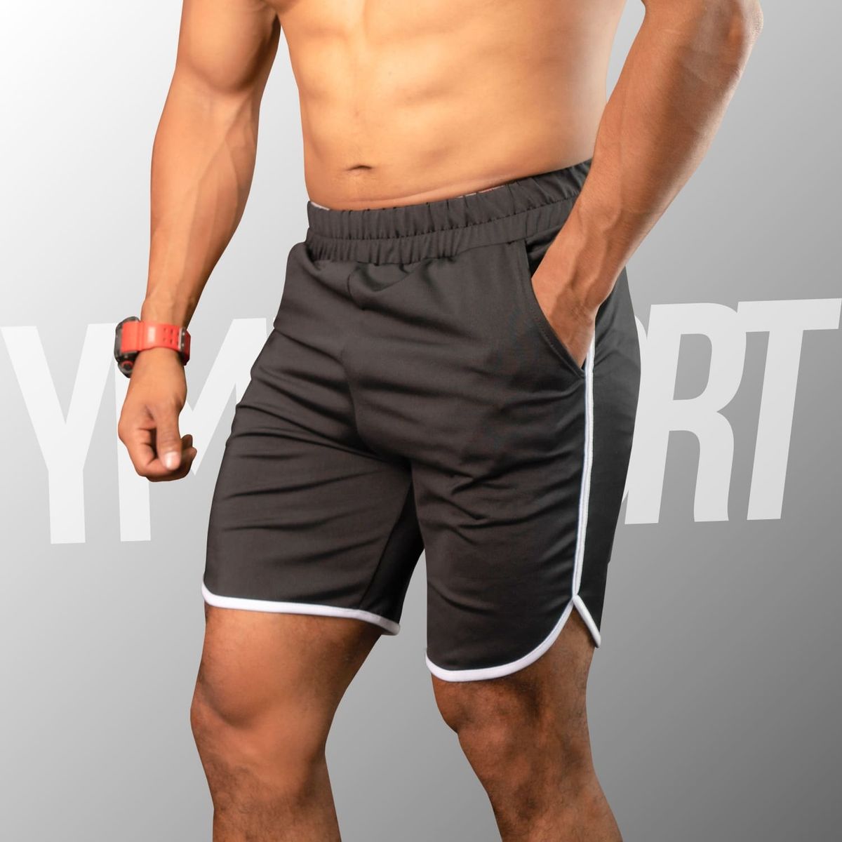 YML SPORT - Short Fitness Hombre - Entrenamiento Negro - YML SPORT