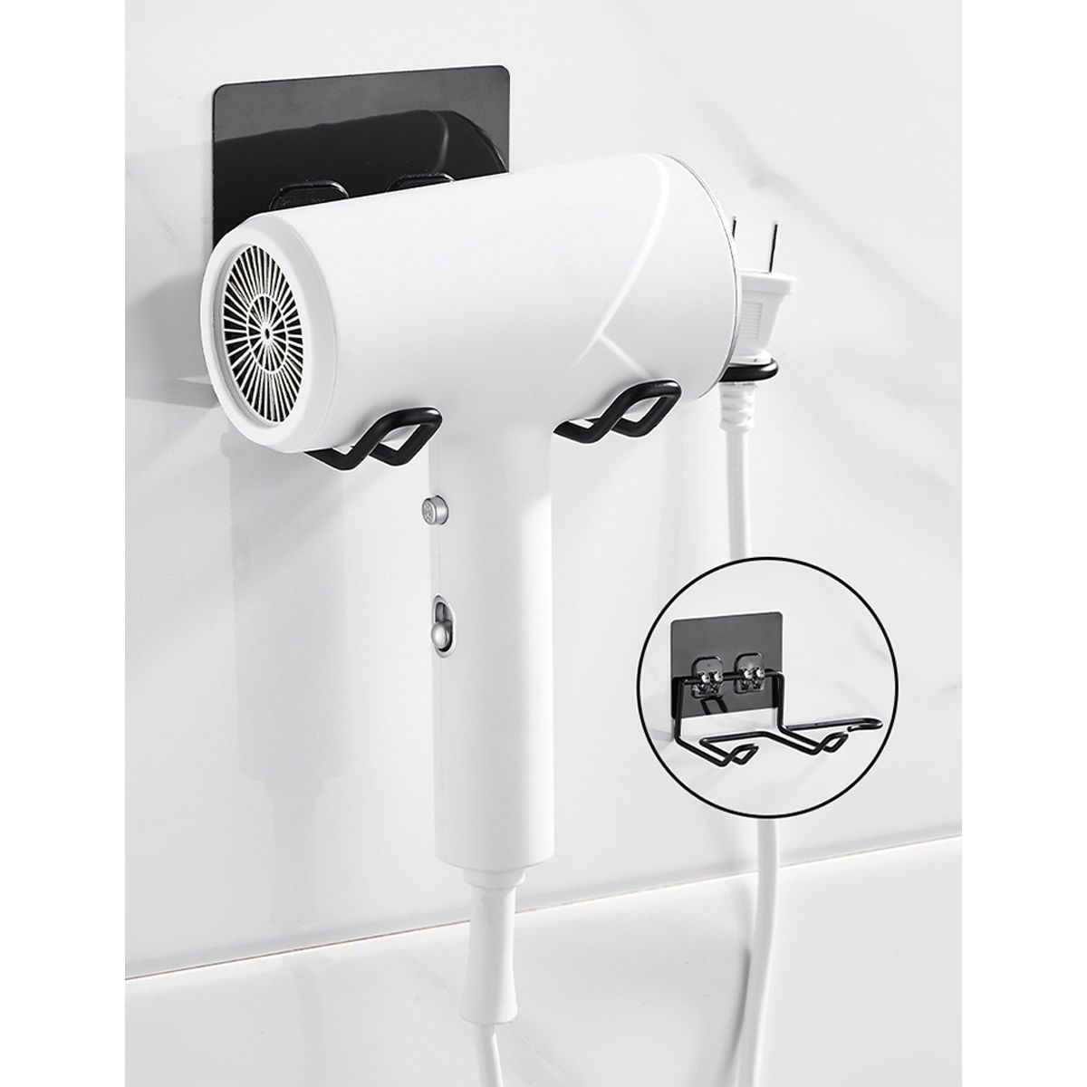 ZIMRAHYG - Soporte Porta Secador Cabello Base Utensilios Baño