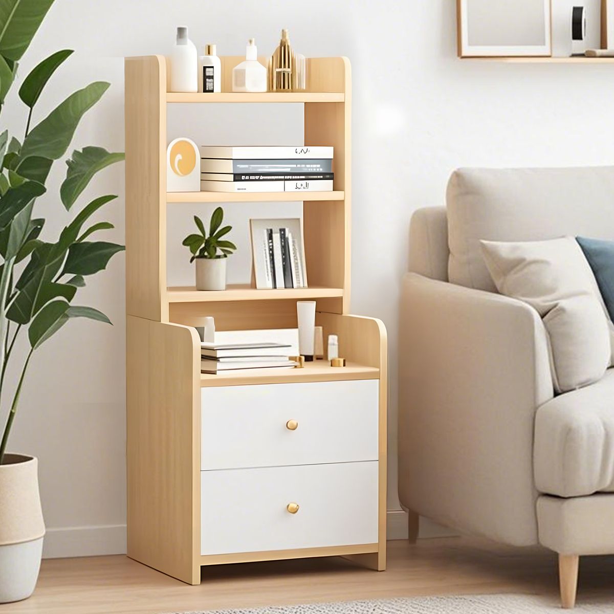 ROHE - Velador De 3 Niveles Con 2 Cajones 100cm De Alto