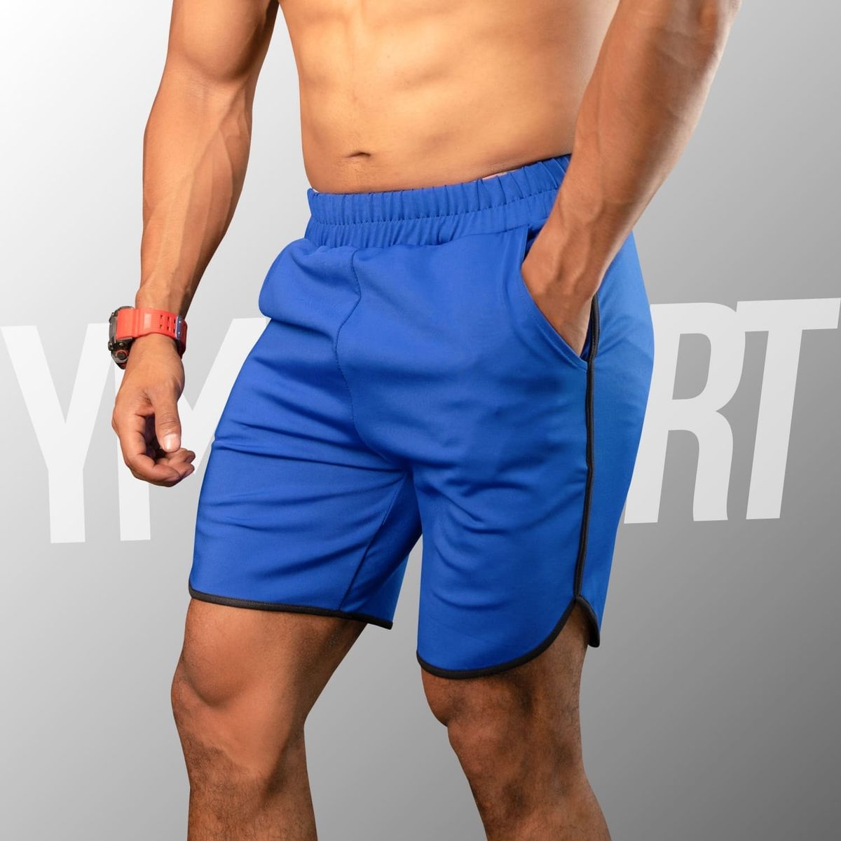 YML SPORT - Short Fitness Hombre - Entrenamiento Azul Francia - YML SPORT