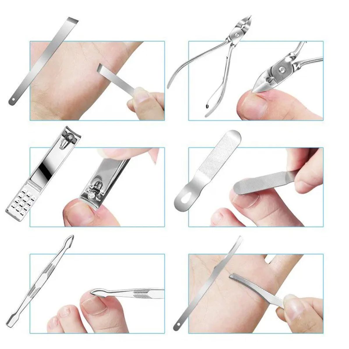 GENERICO - SET DE MANICURE PORTATIL CONTIENE 19 PIEZAS ACERO INOX