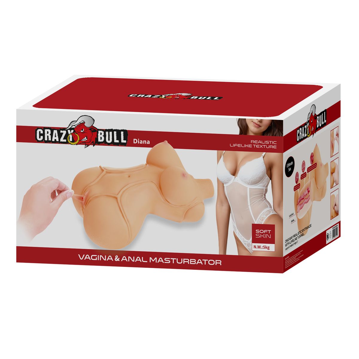 PRETTY LOVE - Masturbador Diana Torso con Busto Crazy Bull 5Kg Doble Canal
