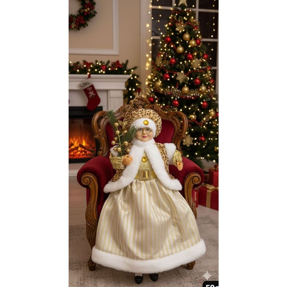GENERICO - Mamanoela Santa Claus Dorada Navideño Elegante Decorativo Patilargo Navidad