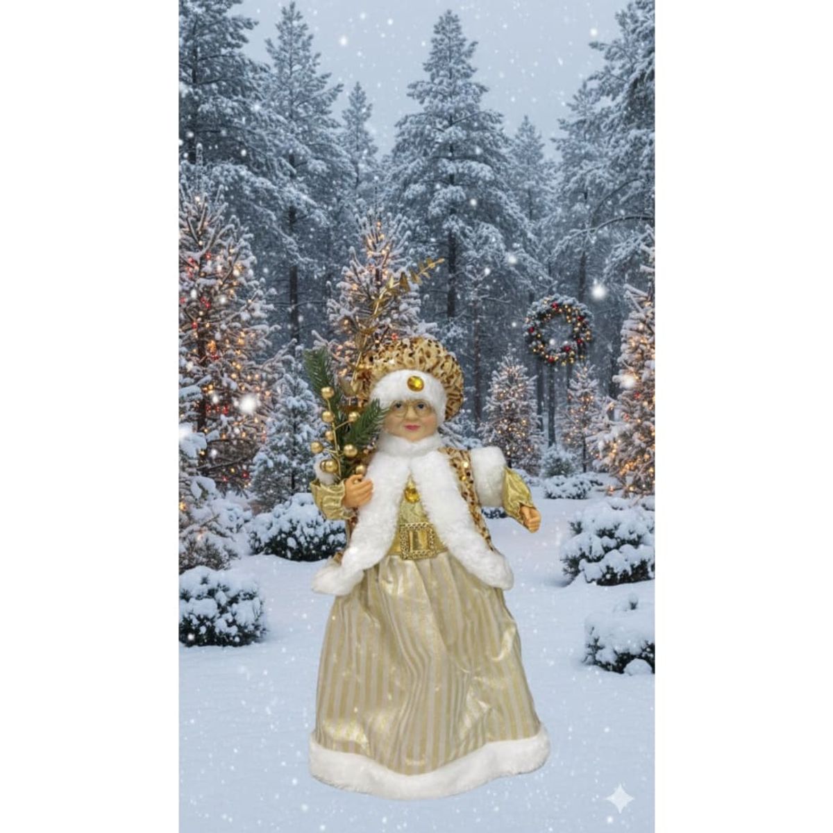 GENERICO - Mamanoela Santa Claus Dorada Navideño Elegante Decorativo Patilargo Navidad