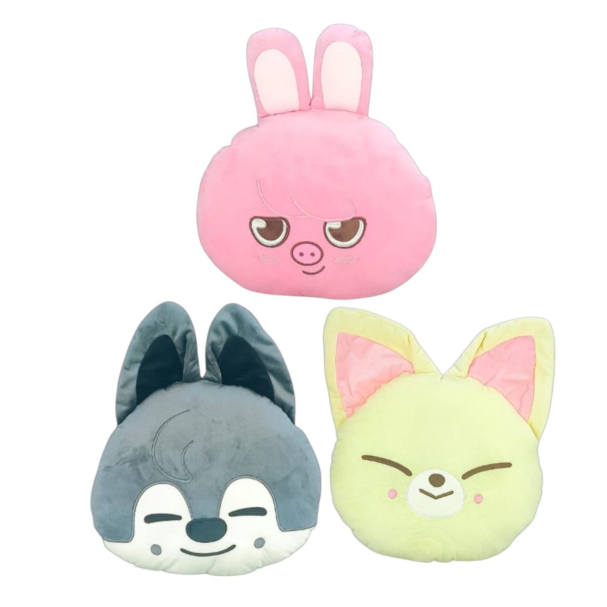 GENERICO - Pack 3 Almohada Cojín Stray Kids Dwaekki Wolf Chan Foxi Ny