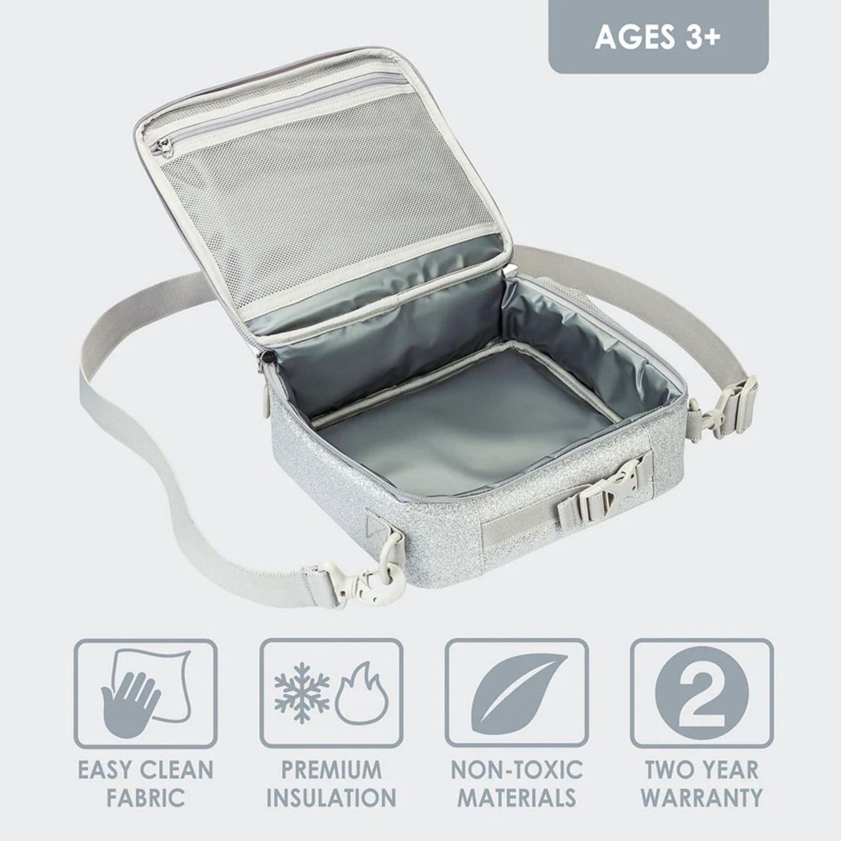 BENTGO - Porta Lonchera Bentgo Kids Lunch Bag - Plateado Brilloso
