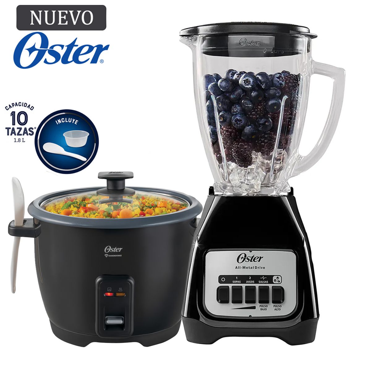 OSTER - Combo Olla Arrocera CKSTRCB10DFBLK + Licuadora BLSTKAG-BPB
