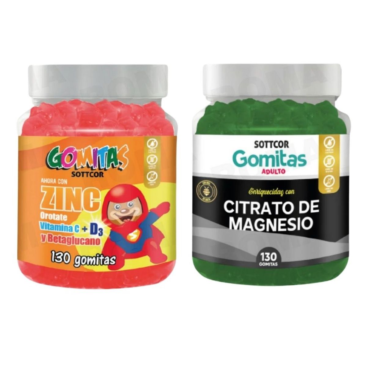 SOTTCOR LABS - PACK 2 GOMITAS ZINC OROTATE NIÑOS + GOMITAS CITRATO DE MAGNESIO