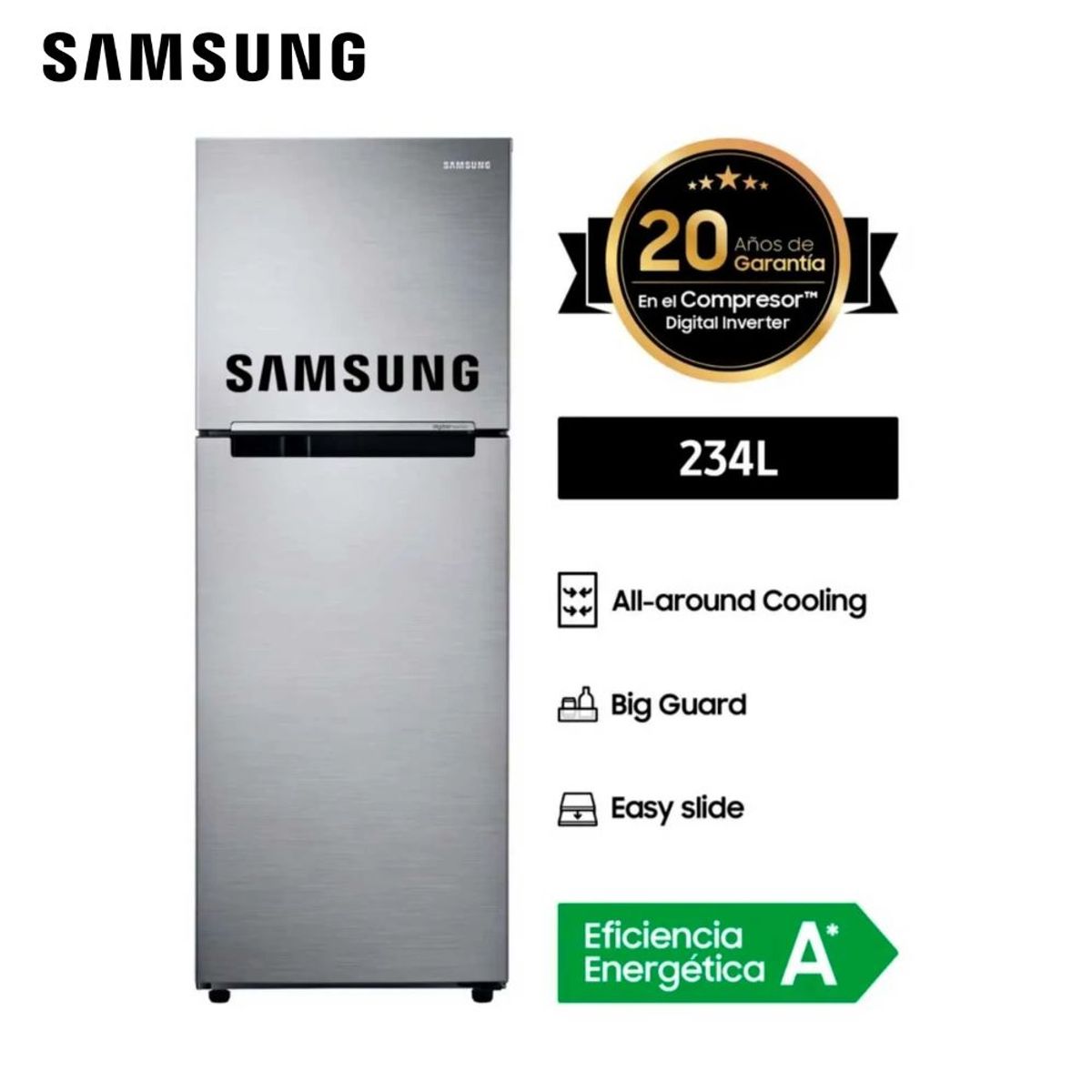 SAMSUNG - Refrigeradora Samsung Top Frezeer 234 LT No Frost RT22FARADS8