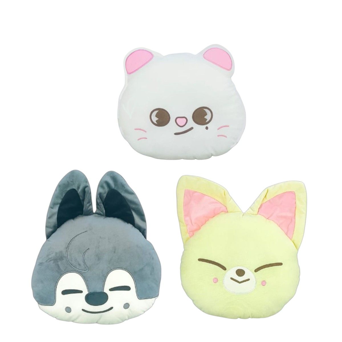 GENERICO - Pack 3 Almohada Cojín Stray Kids Jiniret Wolf Chan Foxi Ny