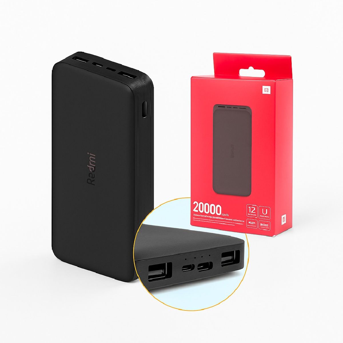 REDMI - Power Bank Xiaomi 20000mAh Redmi Fast Charge 18W Tipo-C