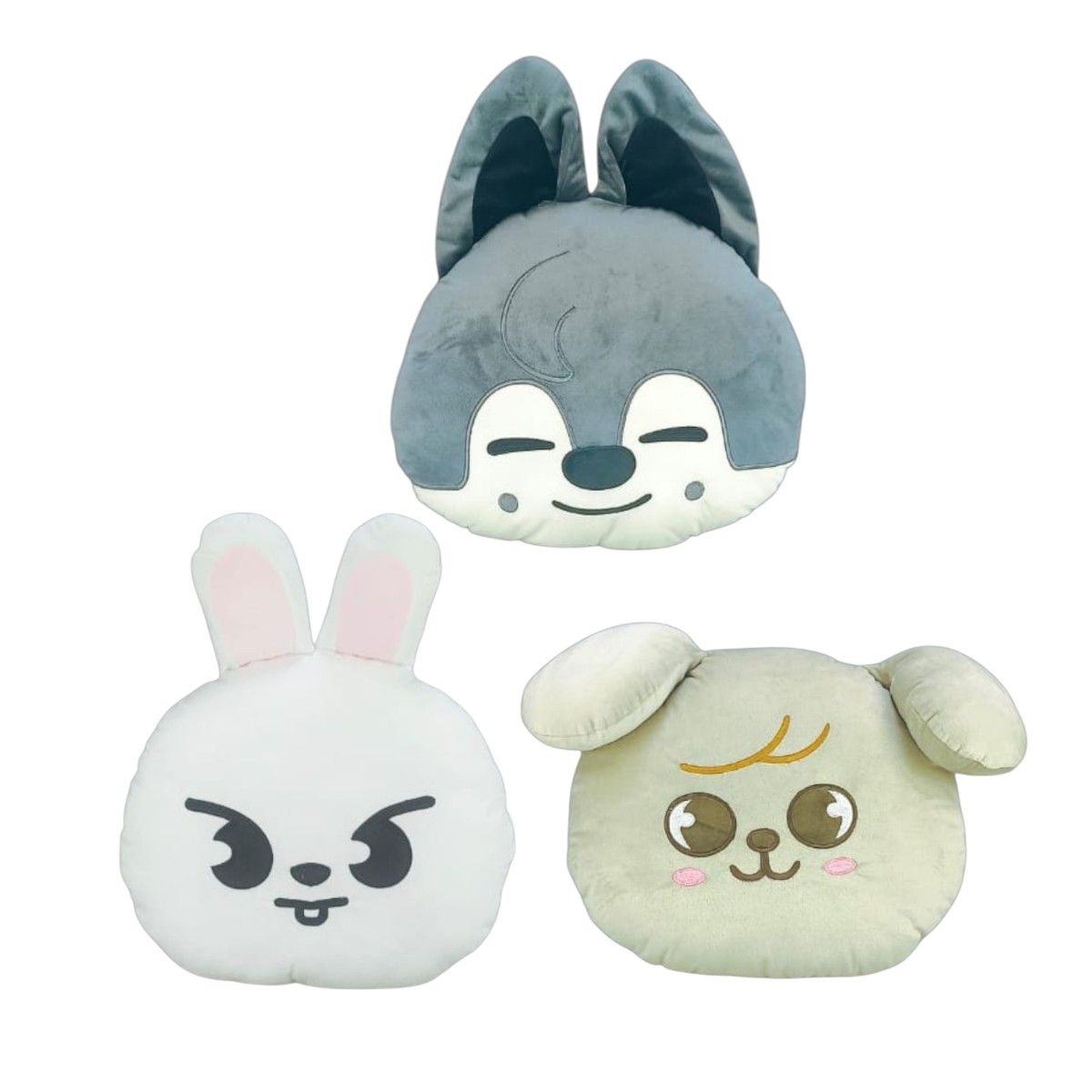 GENERICO - Pack 3 Almohada Cojín Stray Kids Wolf Chan Leebit Puppy M