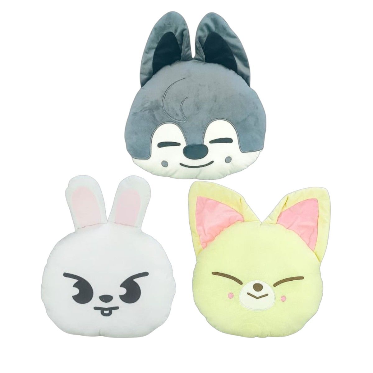 GENERICO - Pack 3 Almohada Cojín Stray Kids Wolf Chan Leebit Foxi Ny