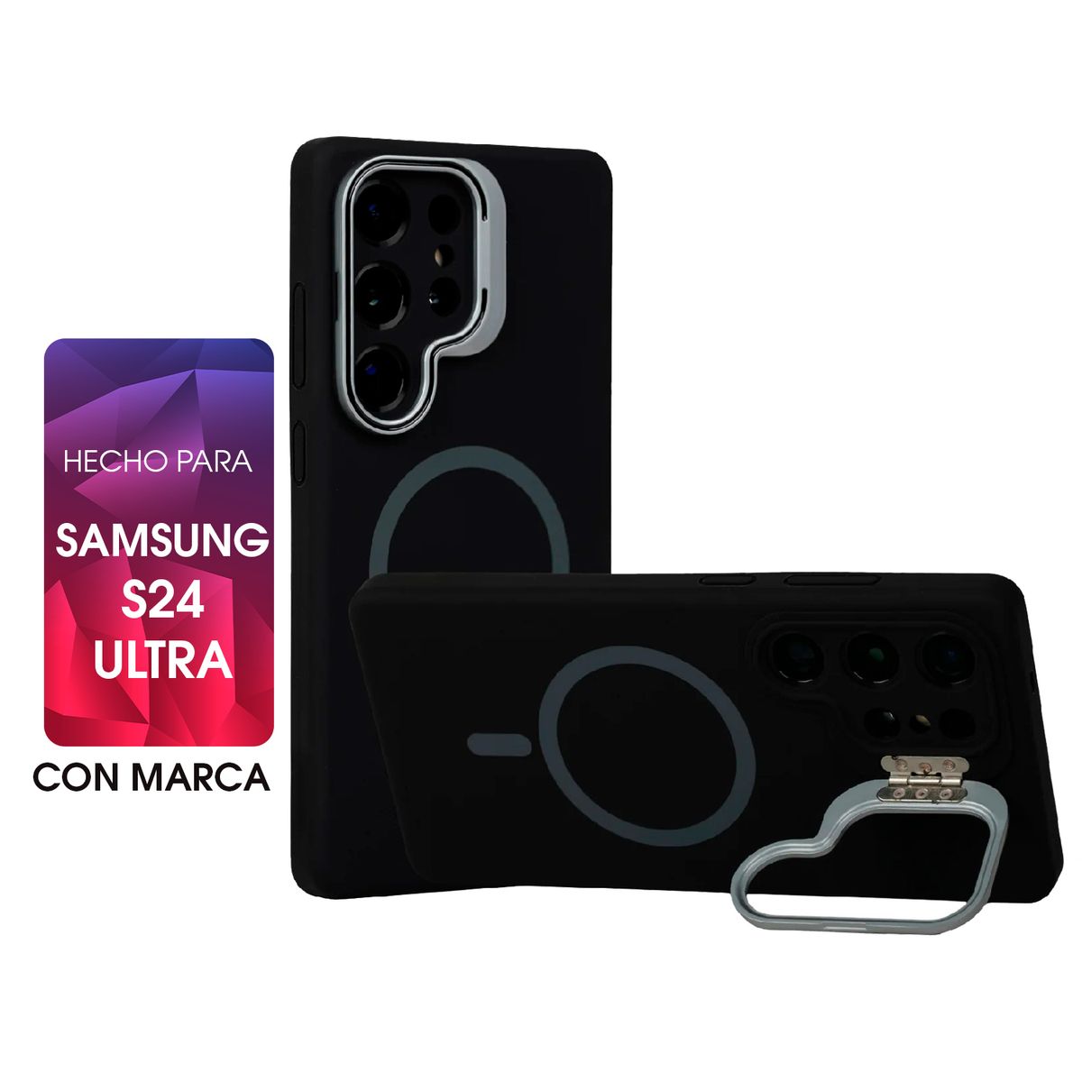 ASIA IMPORT - Silicone Case con MagSafe y Parante Para Samsung S24 Ultra Con Marca