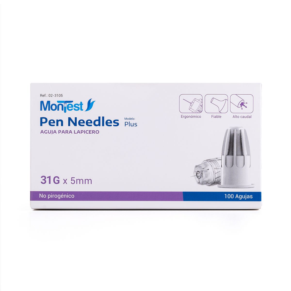 GENERICO - Aguja Para Insulina Montest Plus 31 G X 5 Mm Caja 100 Und