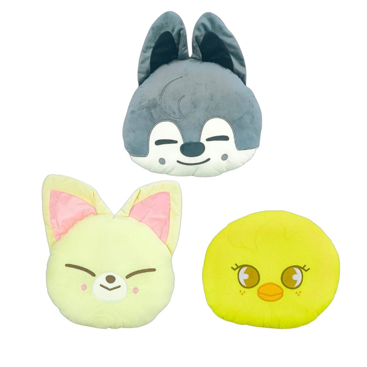 GENERICO - Pack 3 Almohada Cojín Stray Kids Wolf Chan Foxi Ny Bbok Ari
