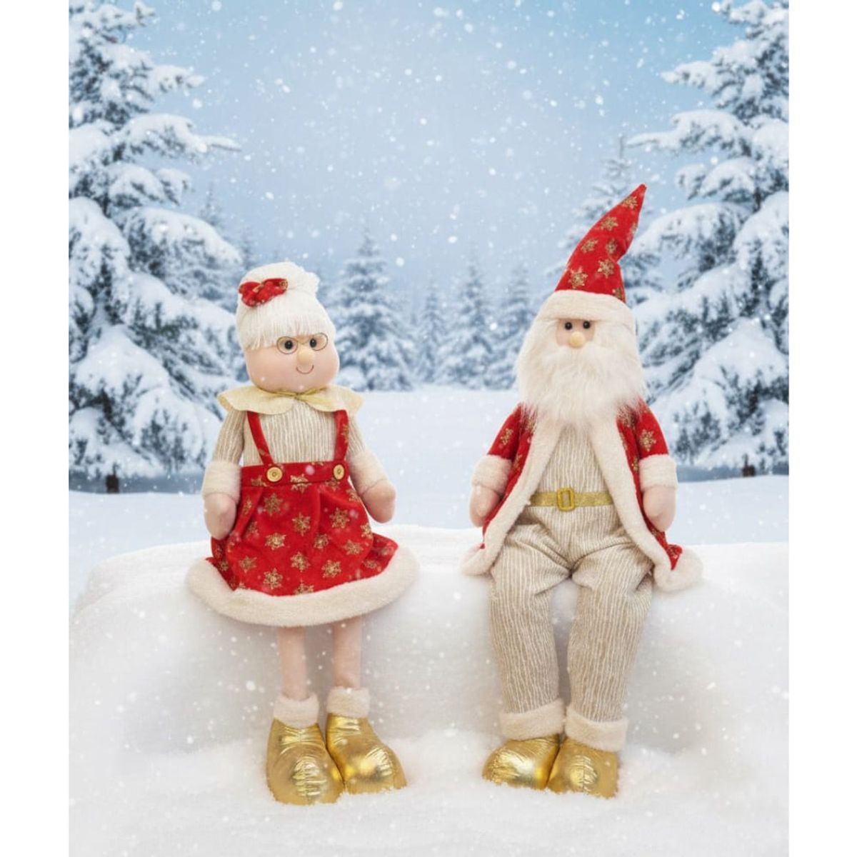 GENERICO - Pack x2 Papanoel Mamanoela Santa Claus Navidad Adorno Muñecos Grandes 70 Cm