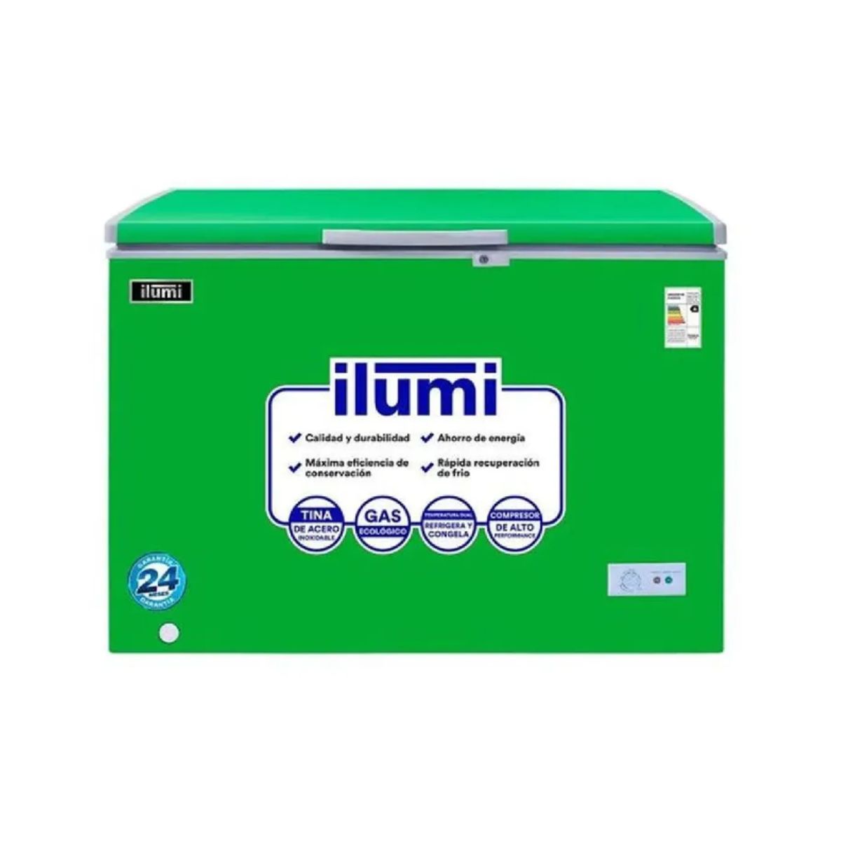 ILUMI - Congelador Ilumi 340L con Tina de Acero Inoxidable TFI-3400GR - Verde
