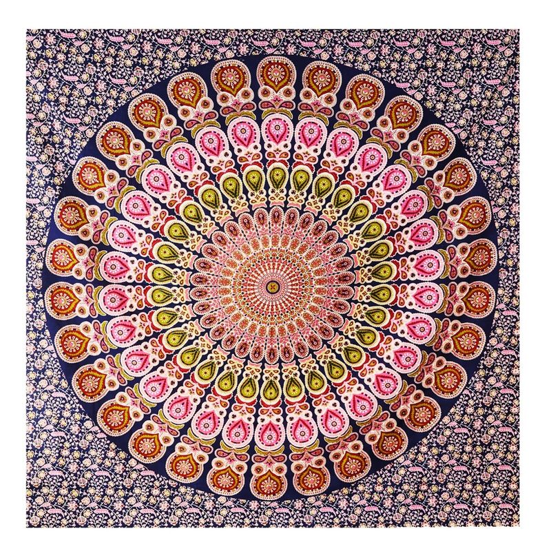 GENERICO - Mandala Manta Sábana para Pícnic o Playa Palmas Azúl de Algodón