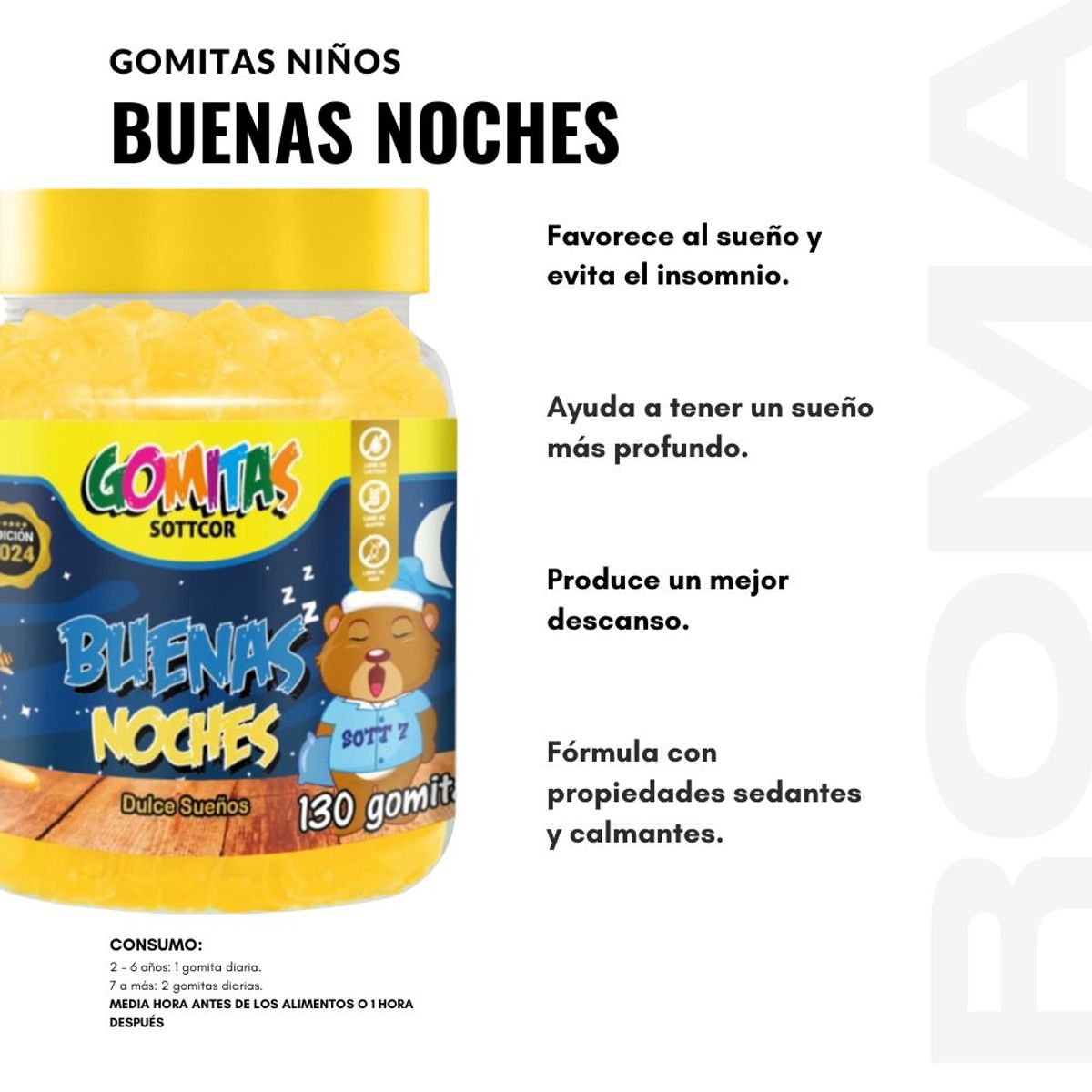 SOTTCOR LABS - PACK 2 GOMITAS BUENAS NOCHES NIÑOS 130UND + COLAGENO ADULTOS 130UND