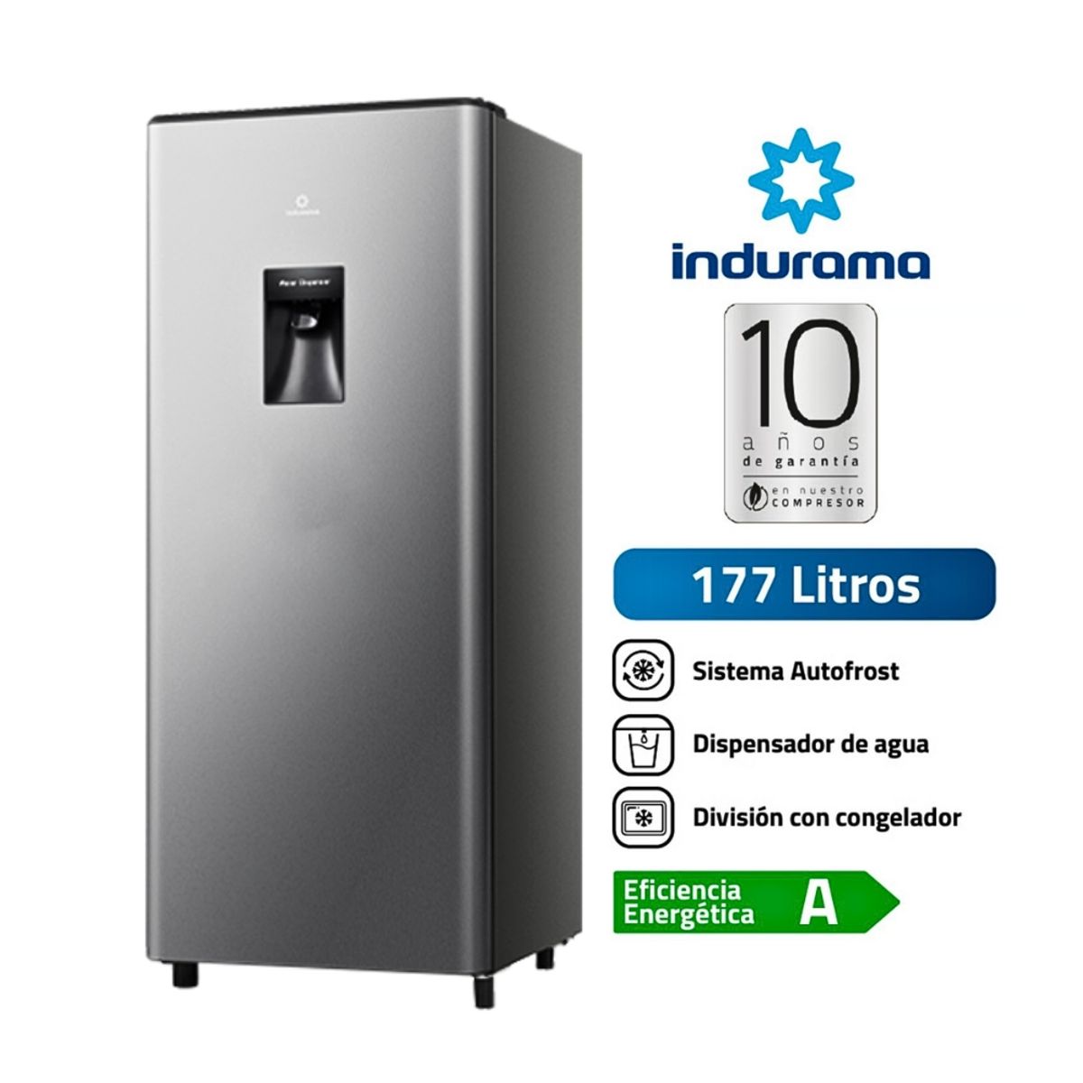 INDURAMA - Refrigeradora Indurama 177Lt Con Dispensador RI-289D Silver