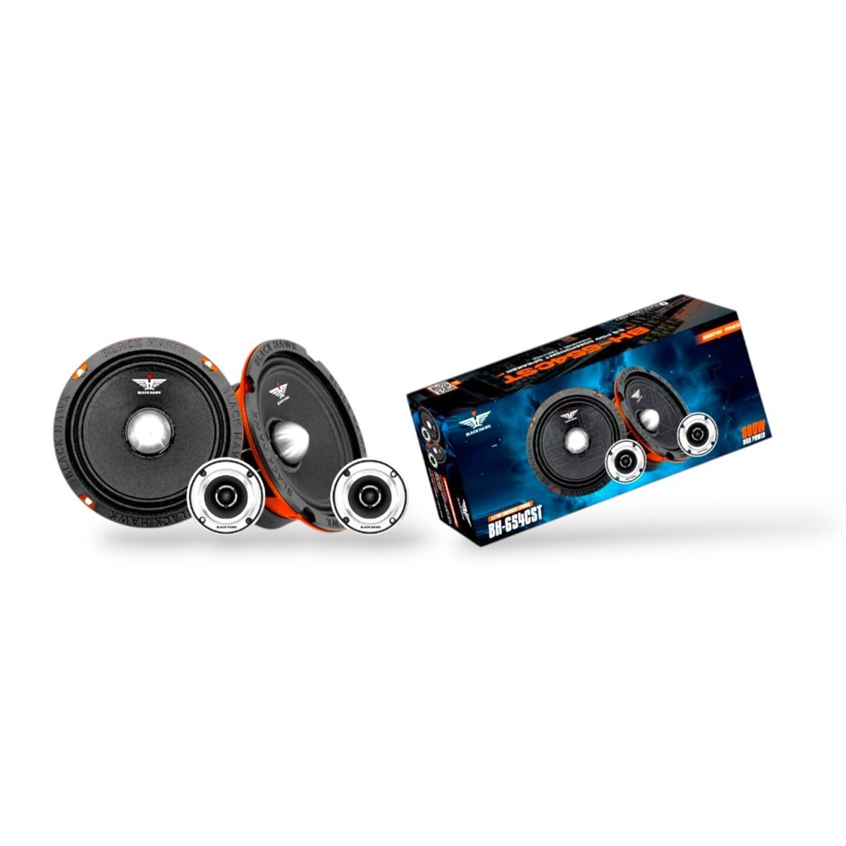 BLACK HAWK - Parlantes Medios Rango 6.5 Pulgadas 800W + Tweeter Bala Black Hawk